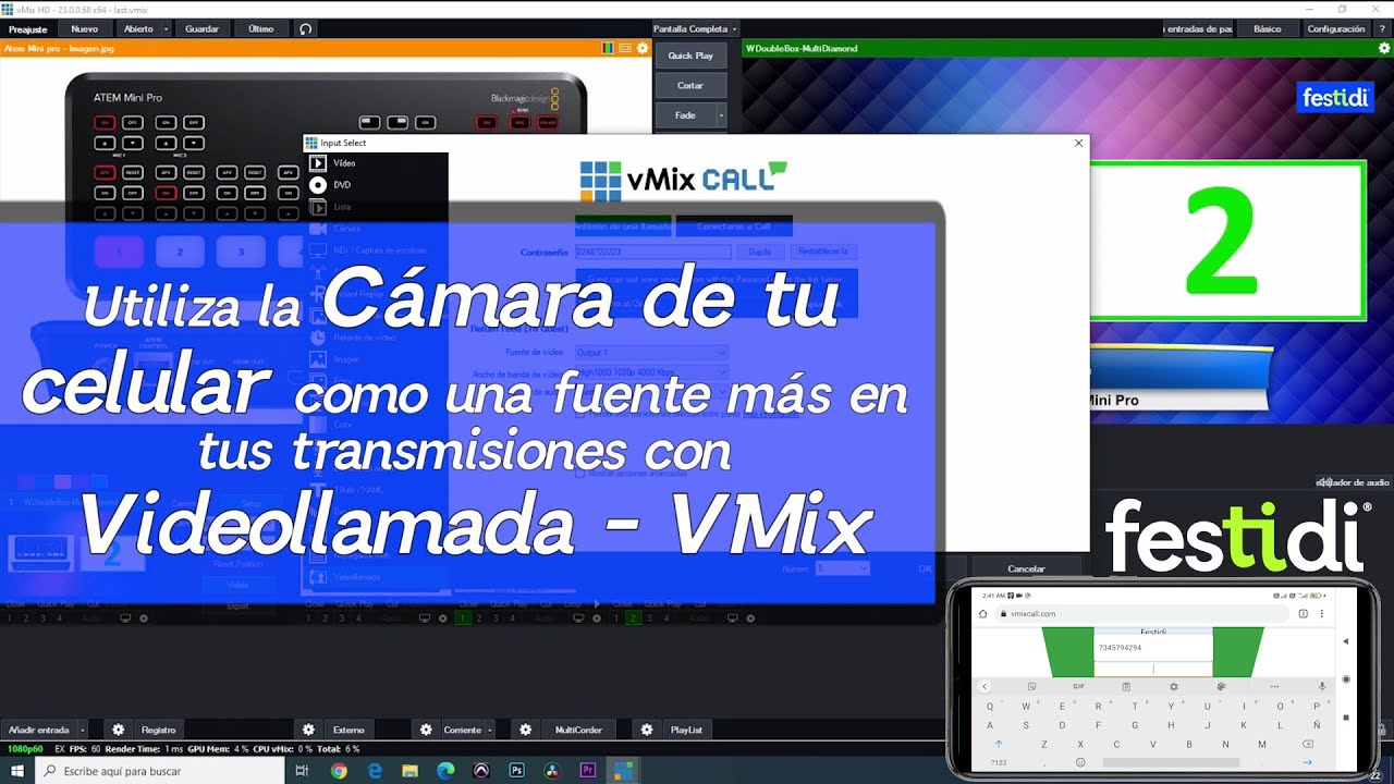 🎥🎤 Videollamada en VMix23 – Obtén como fuente la cámara de tu celular