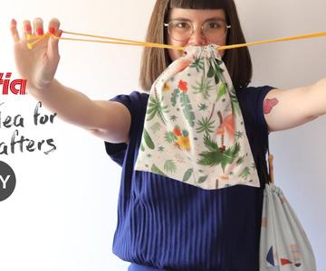 🚸 DIY para Minicrafters 🌈 Cose una bolsa multiusos reutilizable de tela con cordón de cierre