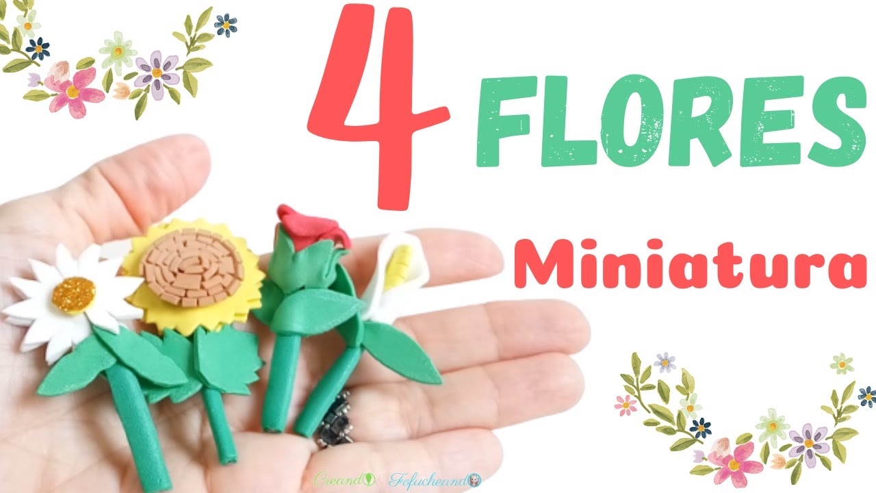 4 Flores de Goma eva en Miniatura