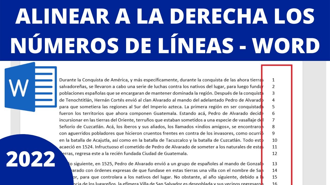 ALINEAR A LA DERECHA NÚMEROS DE LÍNEA EN WORD - 2022