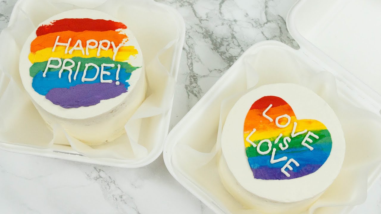 Best PRIDE lunchbox cakes! How to make Korean lunchbox/bento cakes! EASY mini rainbow cake tutorial!