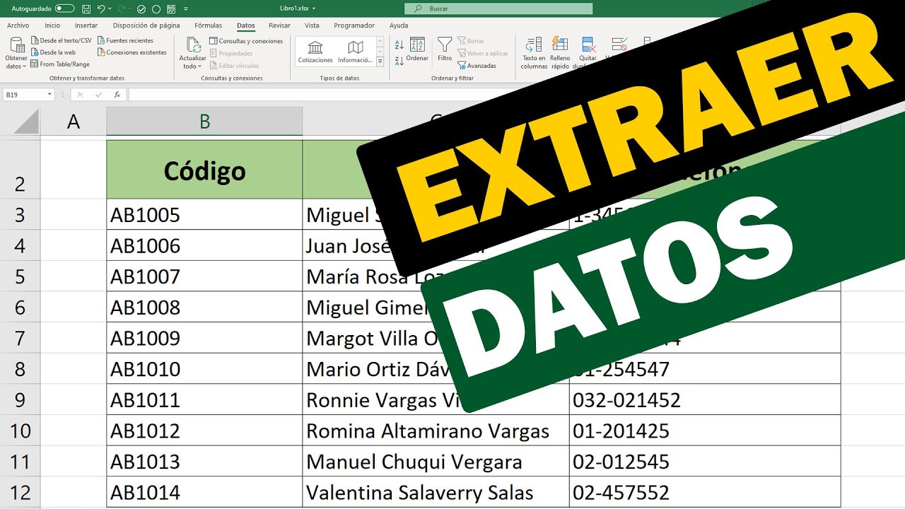 Como extraer datos de una celda en Excel