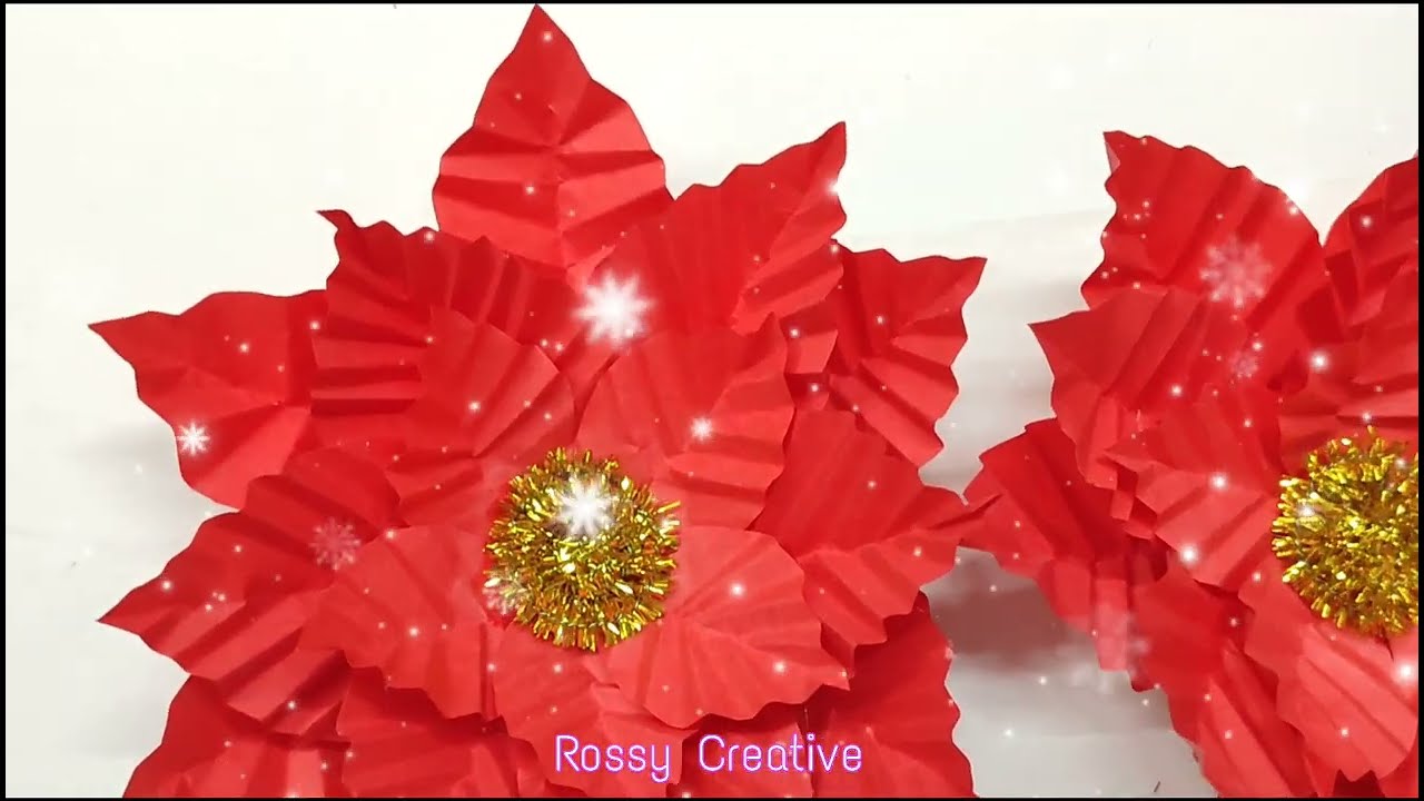 Cómo hacer flores Navideñas con papel / Flores navideñas fáciles