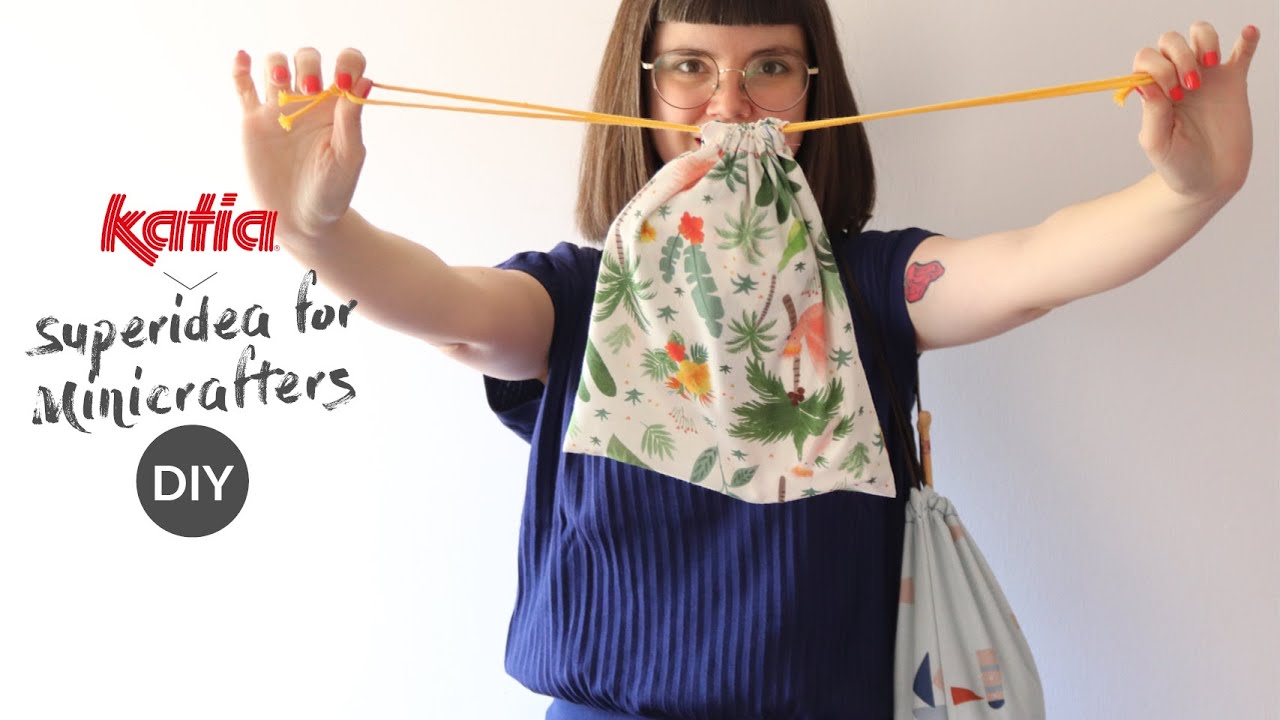 🚸 DIY para Minicrafters 🌈 Cose una bolsa multiusos reutilizable de tela con cordón de cierre