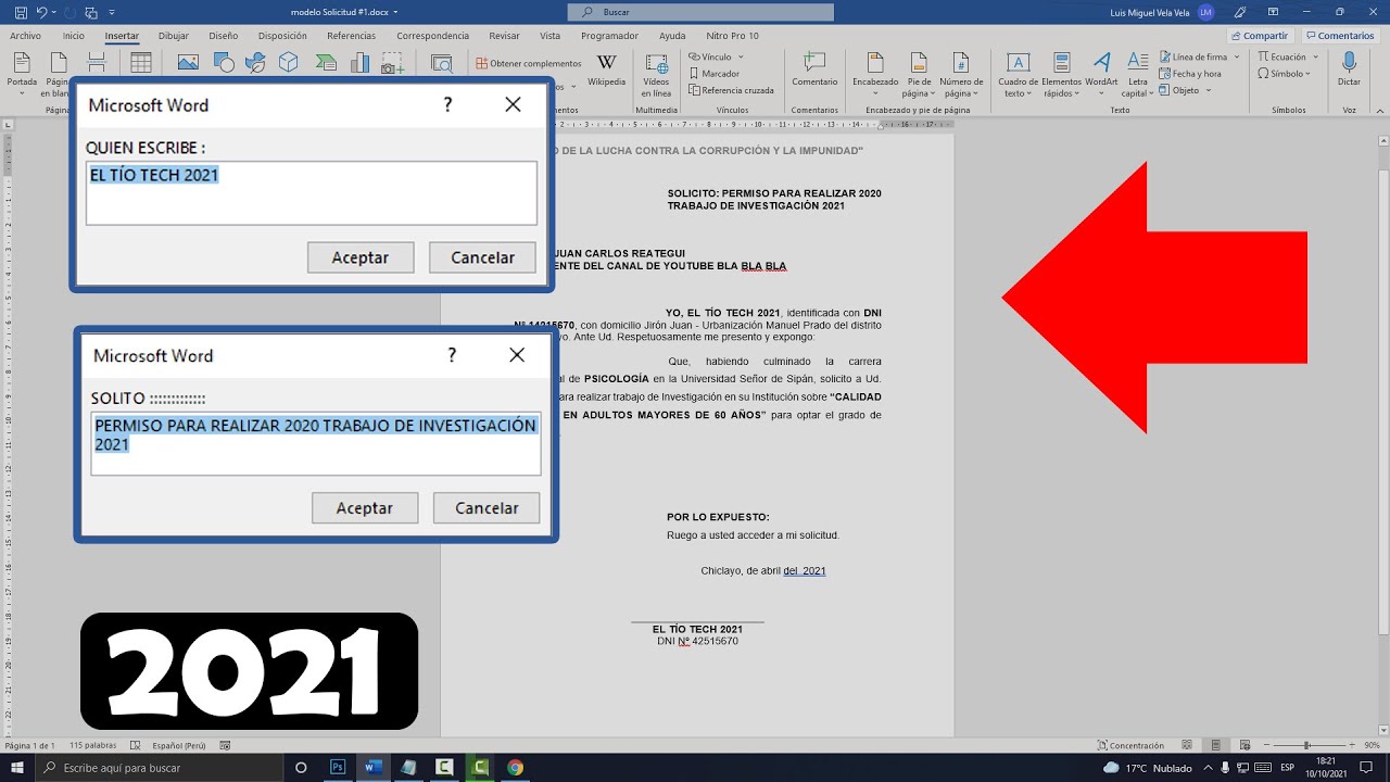 Documento Word DINÁMICO (Cambiar textos con formularios en WORD)