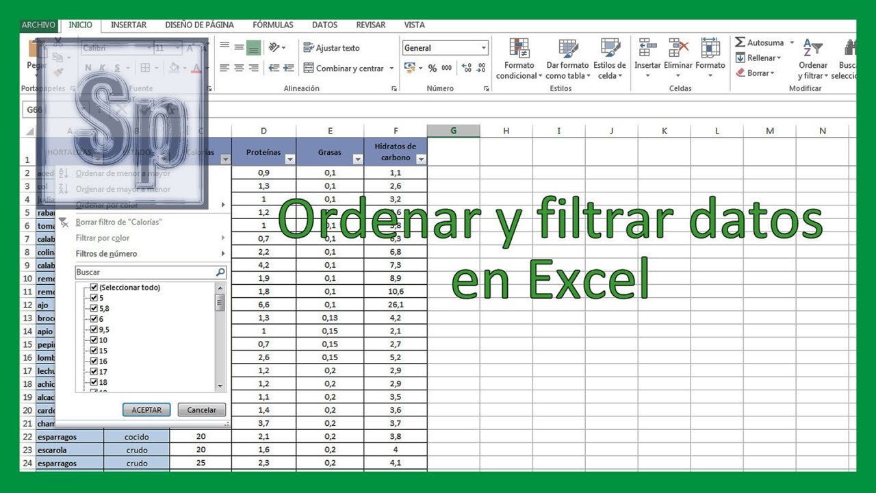 Excel - Ordenar y filtrar datos en Excel. Tutorial en español HD