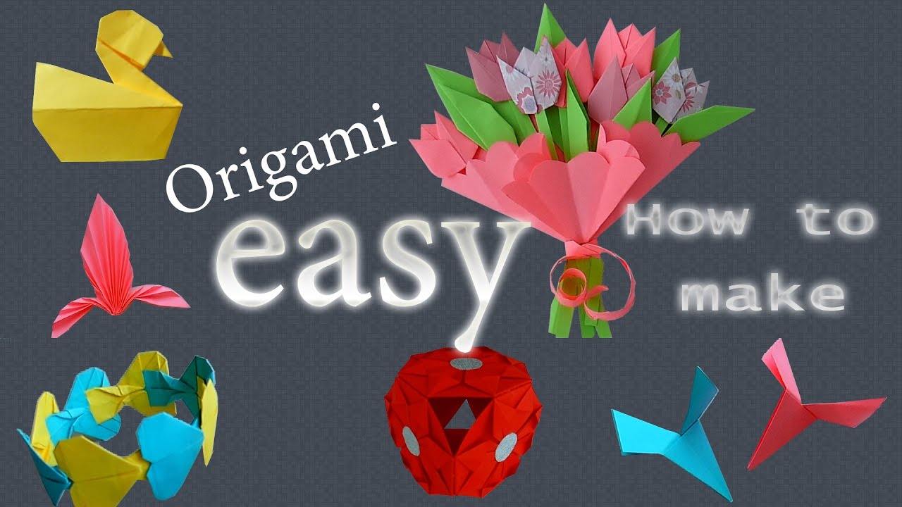 Fácil de Origami para niños. pulsera de arma, Kusudama, hélice, pato, flor, lirio.