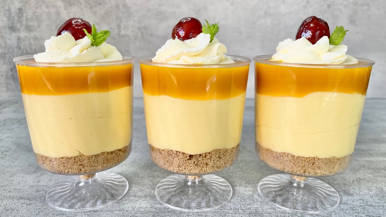 Mango dessert cups. No bake dessert that will melt in your mouth. Easy and Yummy.