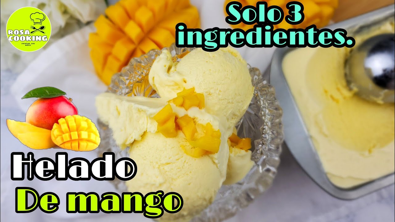 🥭mira como hize este helado de mango casero/ con solo tres ingredientes helado de mango 🥭