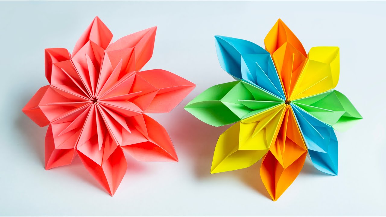 Paper flowers. Making a paper flower. Origami flower.
