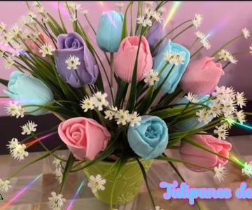 Arreglo Floral de Tulipanes de jabón 🧼 ~Ramo de Tulipanes ~ Bouquet of soap tulips 🌷 10 de mayo 🌷