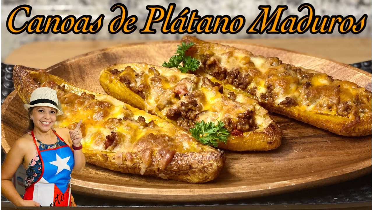 Canoas de Platanos Maduros~Puerto Rican stuffed sweet plantains~canoas con plátanos frisados