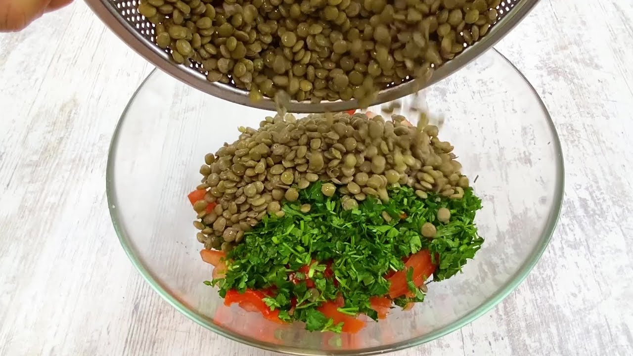 Cocina marroquí: deliciosa ensalada de lentejas. Receta deliciosa.