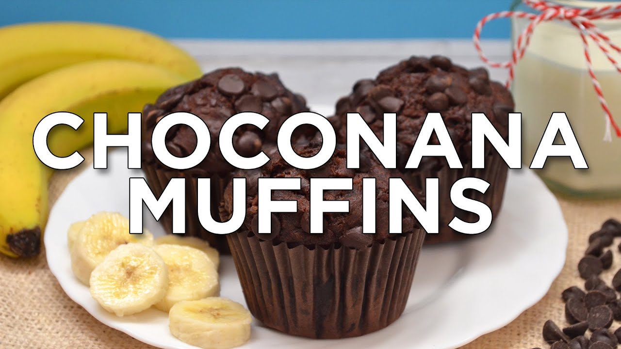 Cómo hacer muffins de plátano y chocolate doble.