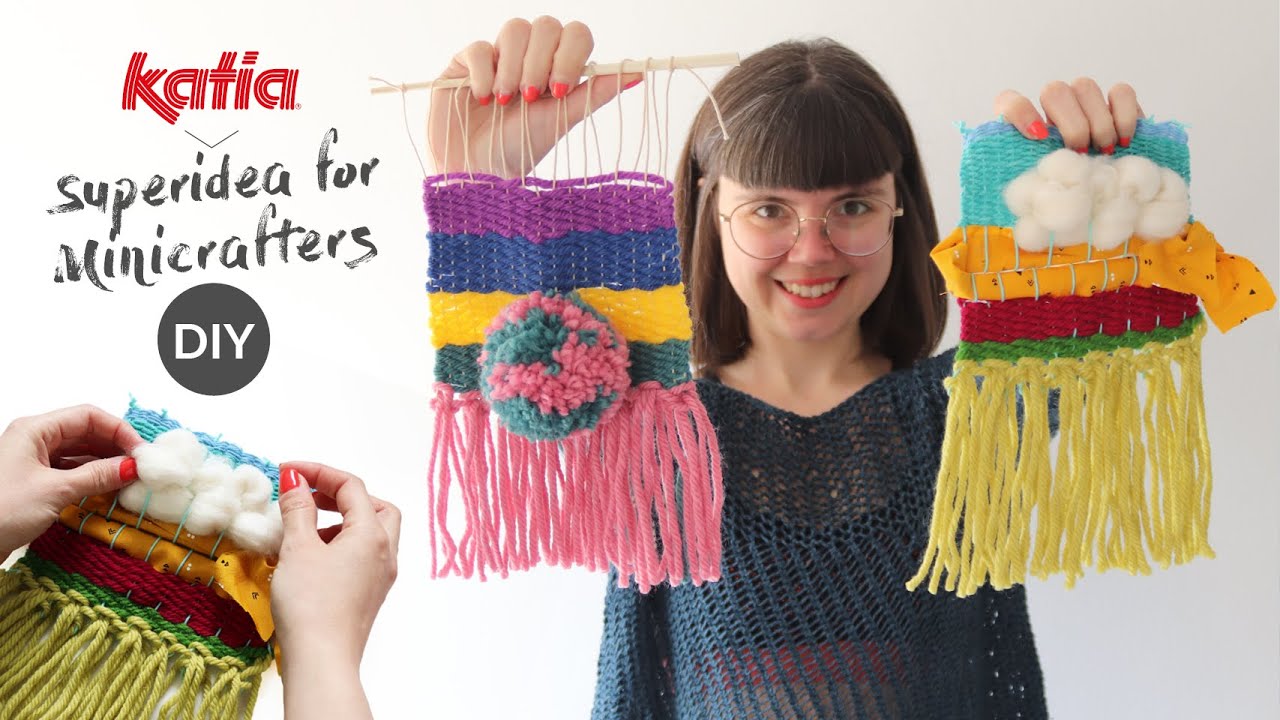 🚸 DIY Minicrafters 🌈 Haz un telar casero para tejer tapices con lanas, telas, flecos... | Katia
