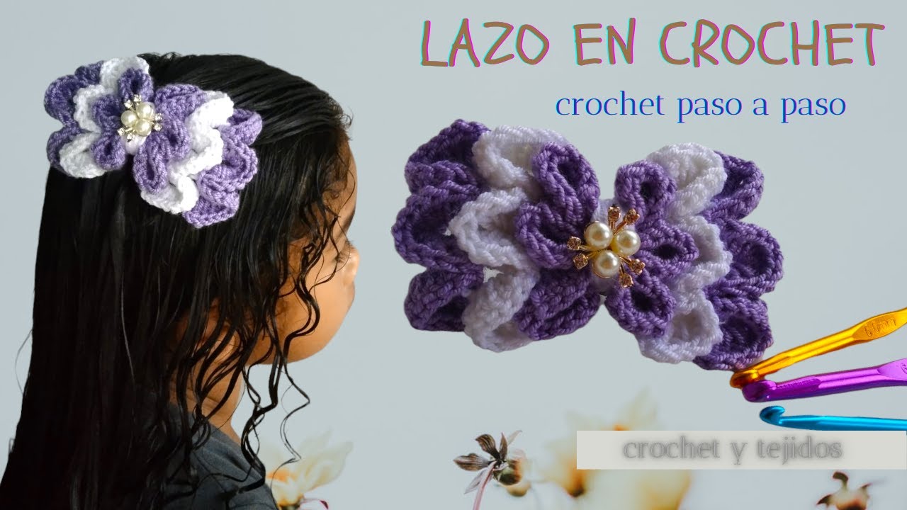 HERMOSO lazo para el cabello TEJIDO A CROCHET paso a paso / crochet for beginners