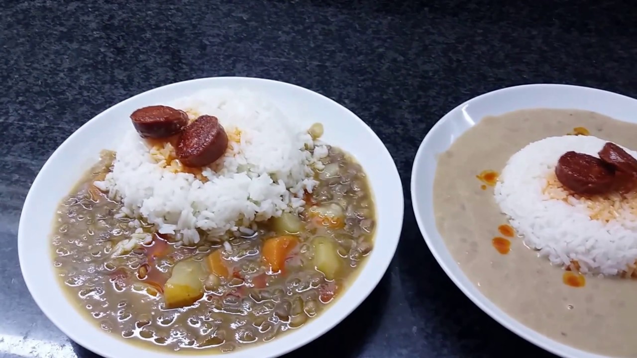 Lentejas con arroz, patatas, zanahoria y chorizo (Menestra de lentejas)