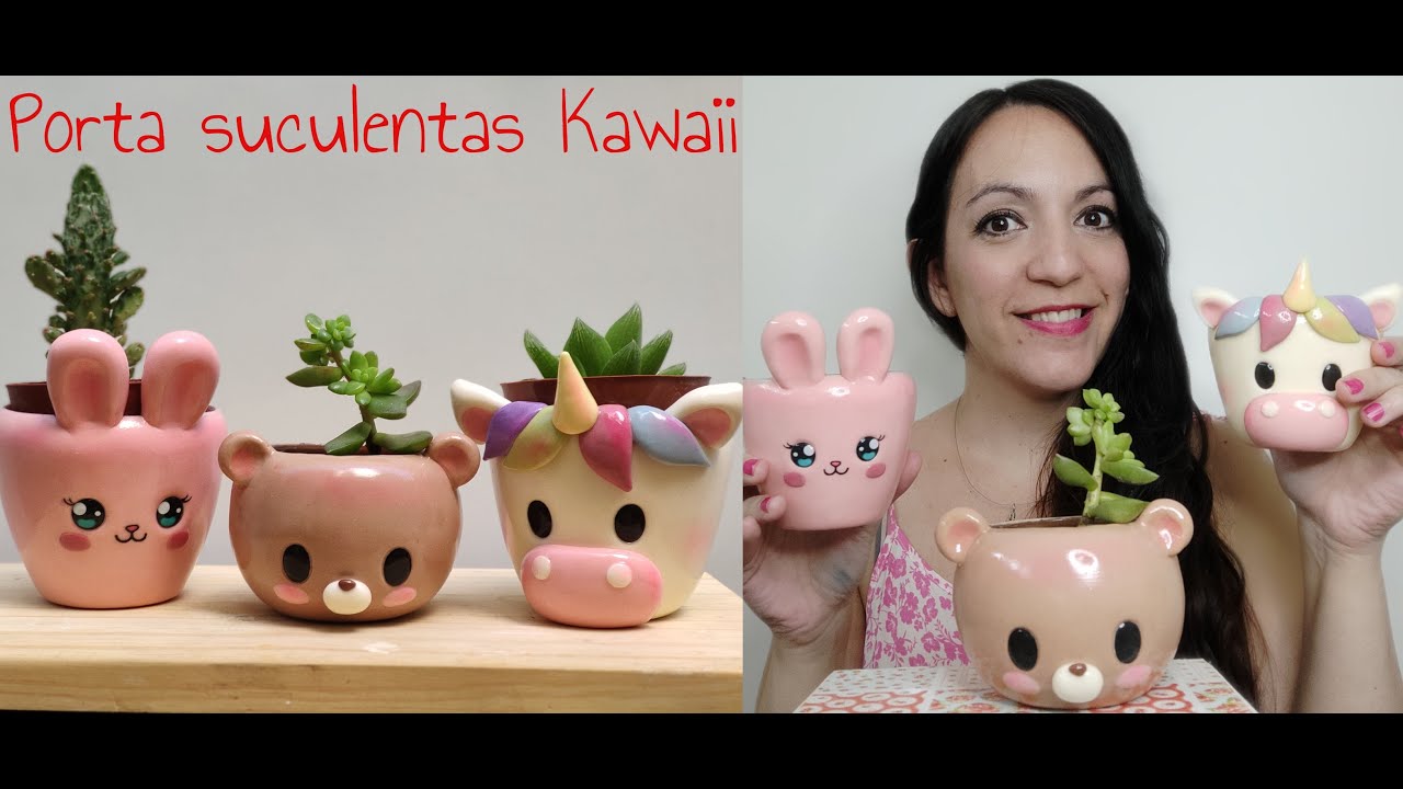 Porta macetas para suculentas kawaii /Lapiceros Kawaii/Conejito de pascuas por Maria Laura Rombolá