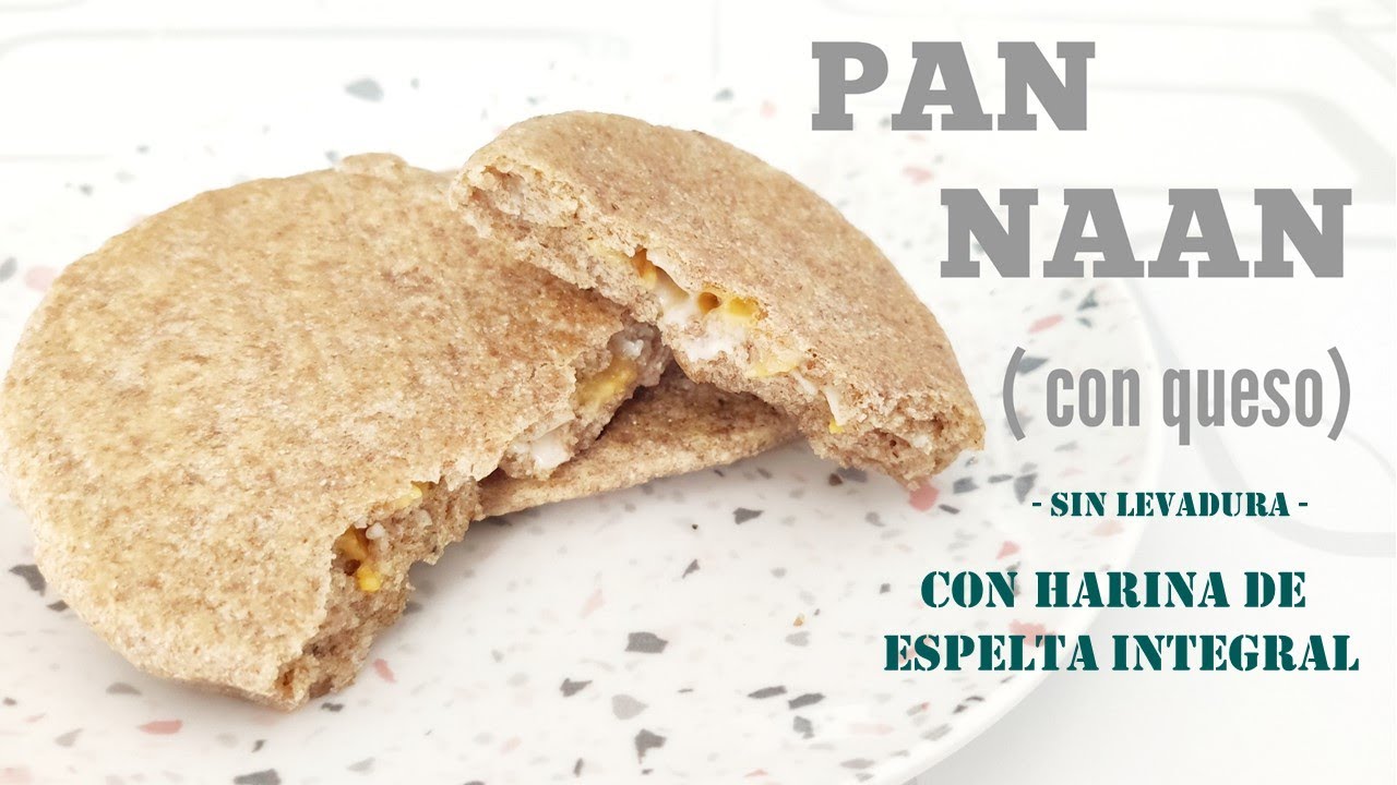 SUB) Pan Naan relleno de queso con harina de espelta integral, sin levadura #subtitle #sub