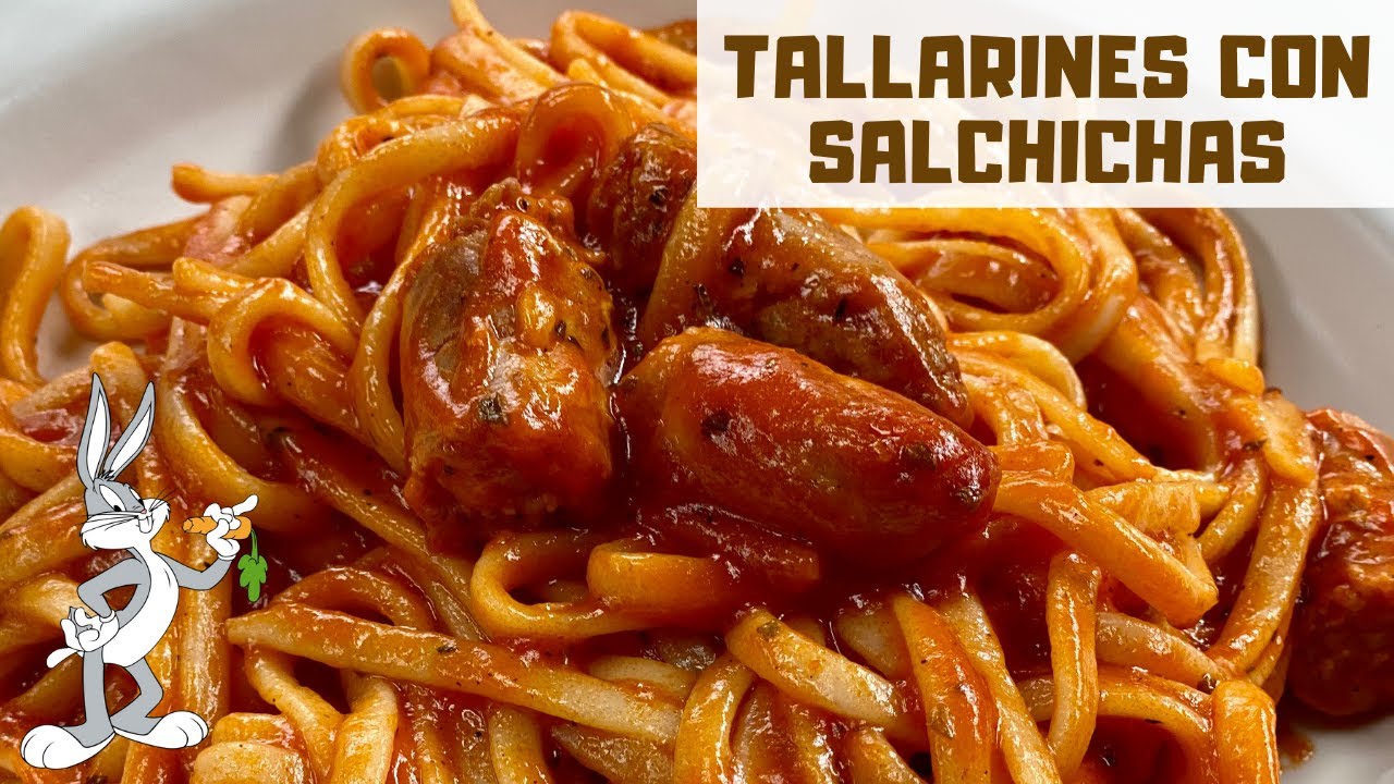 Tallarines con Salchichas Frescas y Tomate 🍅 ¡Receta con Tallarines!