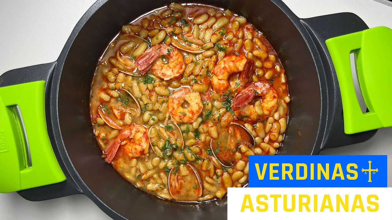 |VERDINAS CON ALMEJAS Y LANGOSTINOS| - La receta tradicional asturiana