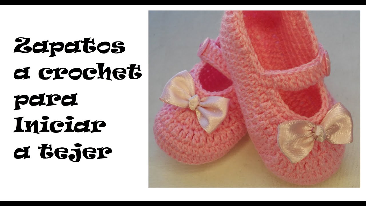 Zapatos a crochet para bebe talla 12 son Zapatito para principiantes en tejer a mano con ganchillo