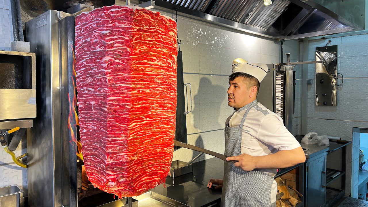 124 kg Carne para Shawarma | Donar muy sabroso en Tashkent | Cocina turca