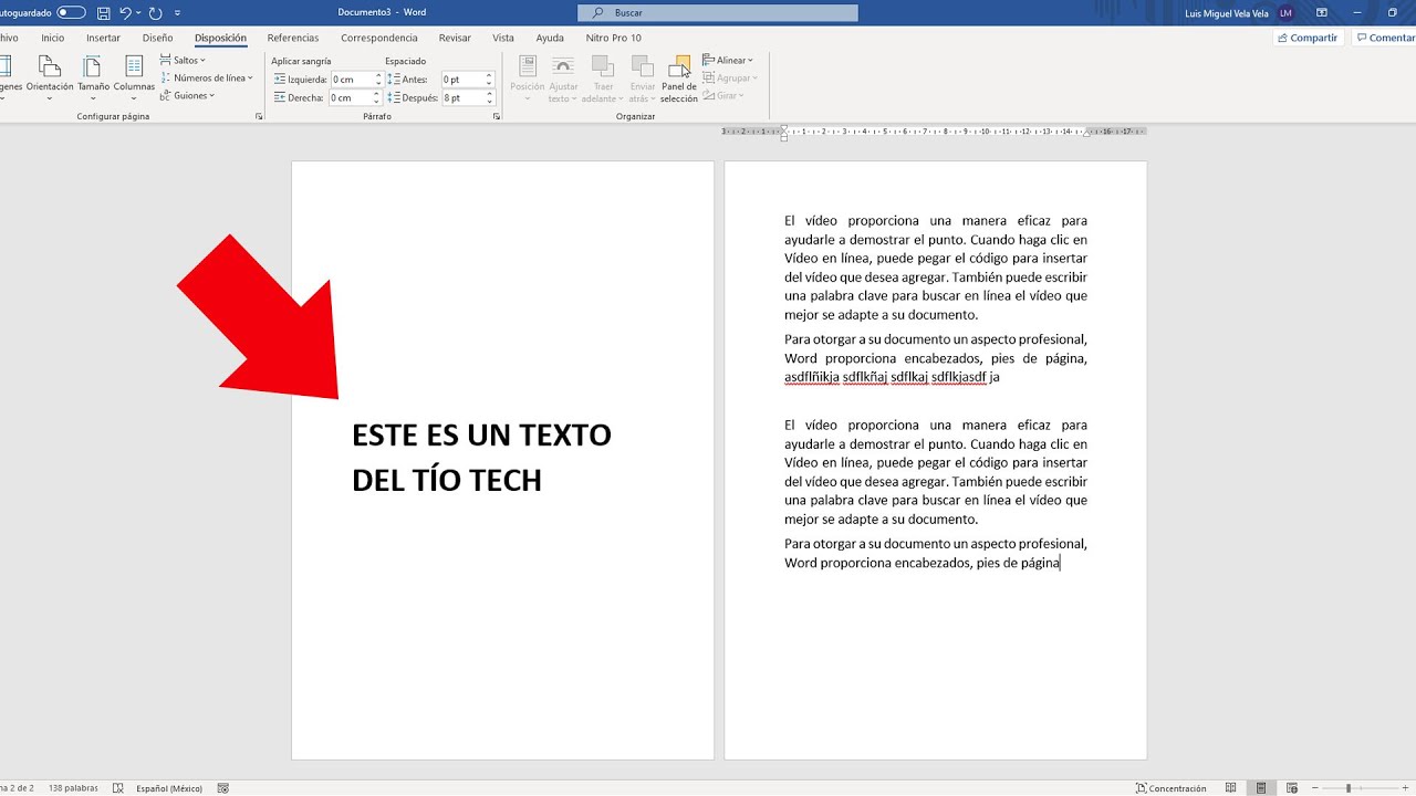 Como centrar un texto verticalmente en Word