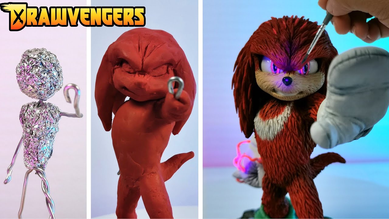 Como hacer a KNUCKLES Escultura plastilina Sonic 2 || How to Knuckles in clay || Drawvengers #4