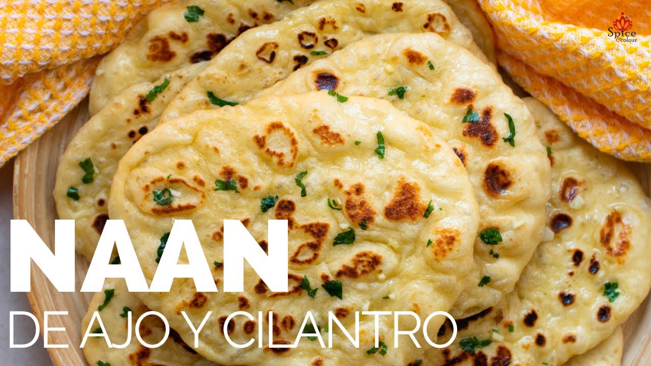 Cómo hacer Naan de ajo y cilantro en la sartén | Pan Naan Indio