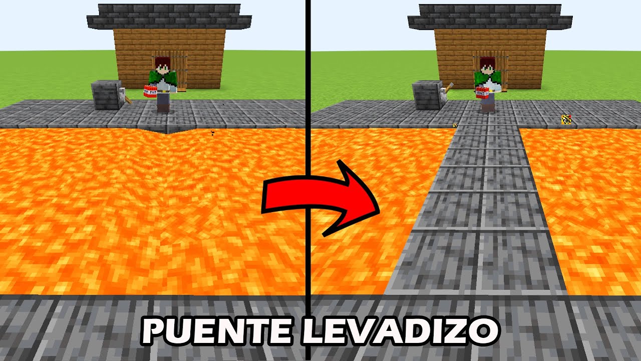 Como hacer un PUENTE LEVADIZO PARA MINECRAFT JAVA Y BEDROCK | BASES MINECRAFT