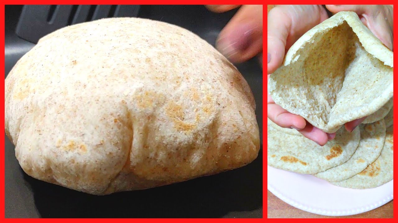 El PAN en sartén que SE INFLA y queda HUECO. Pan de pita sin horno. Receta pan árabe casero fácil