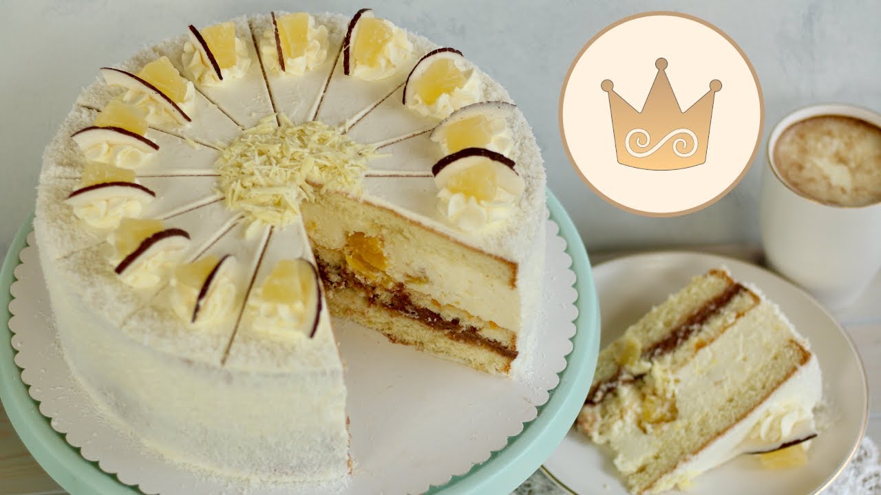 🤩 FRUCHTIGER TRAUM! 🍍ANANAS-KOKOS-SAHNETORTE mit SCHOKO-NOUGAT-CREME 🍍 REZEPT VON SUGARPRINCESS