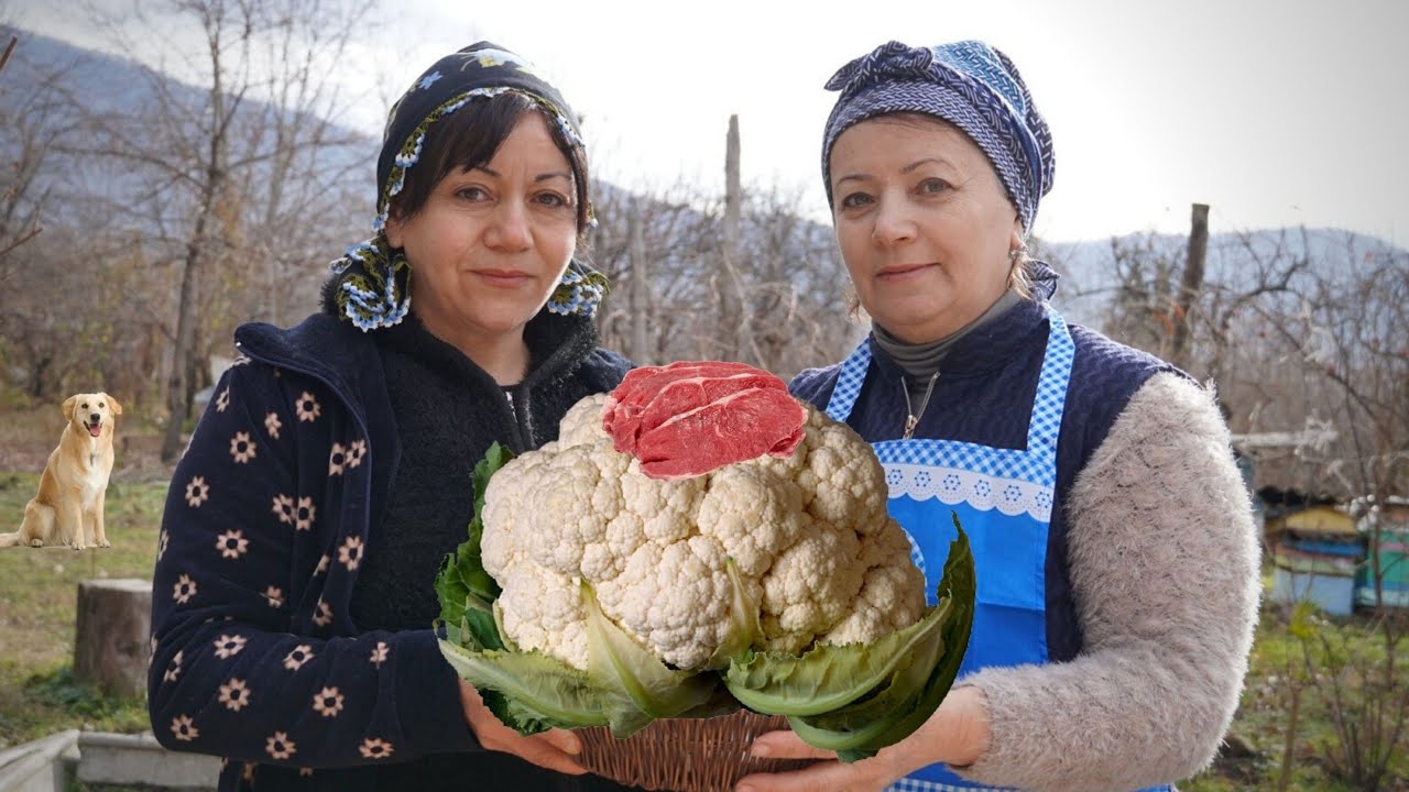 Grandma Cooked Delicious Cauliflower Dishes in the Village