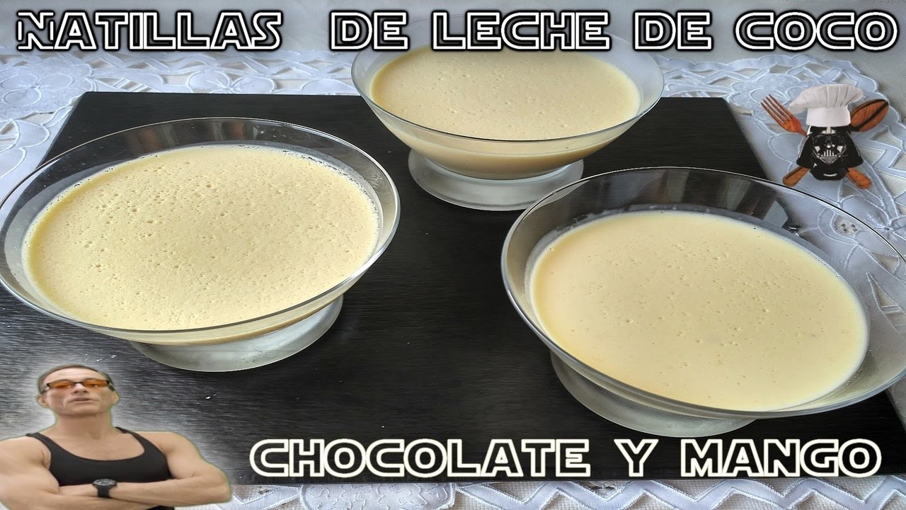 Natillas de Leche de Coco, Chocolate y Mango (Sin Huevo)