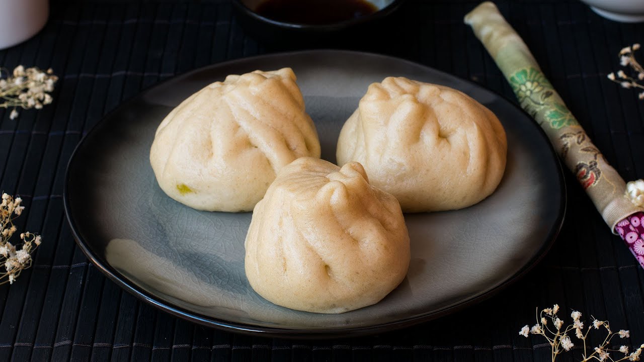 Pan chino relleno al vapor | Baozi vegetariano