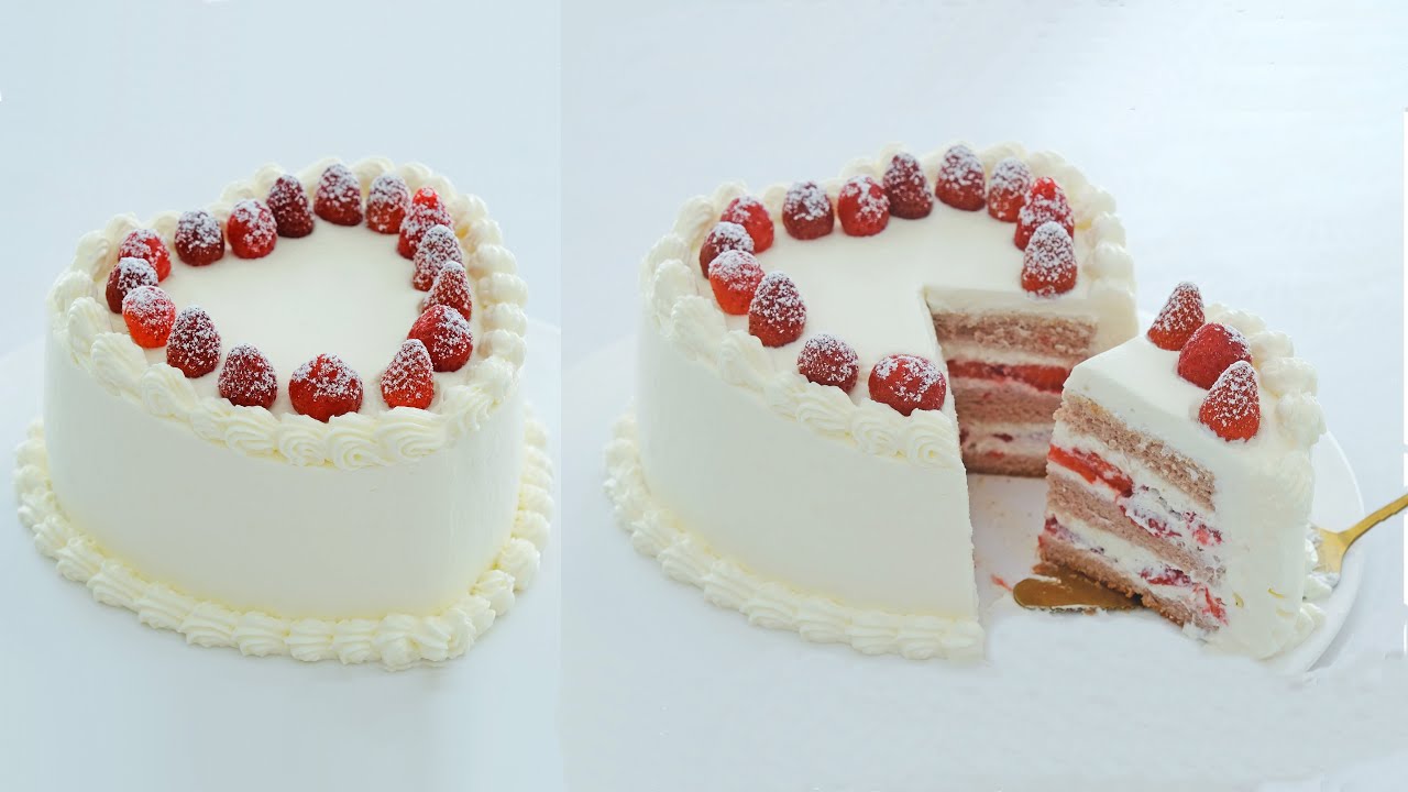 🍓Pastel con forma de corazón de fresa｜ Convertir tu pastel redondo en un pastel con forma de corazón
