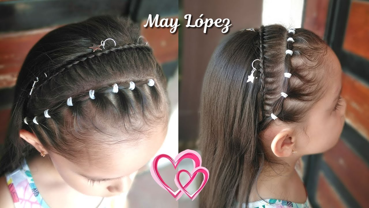 Peinado para niñas facil tipo diadema con ligas y trenzas | May Lopez