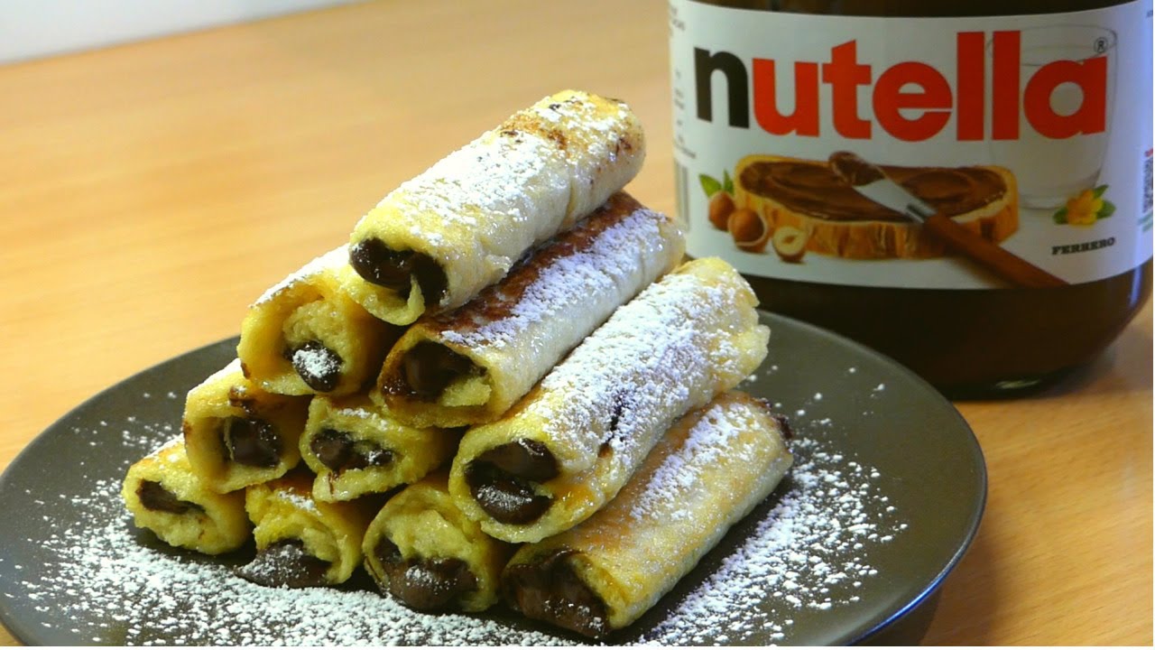 Rollos de tostadas francesas con Nutella