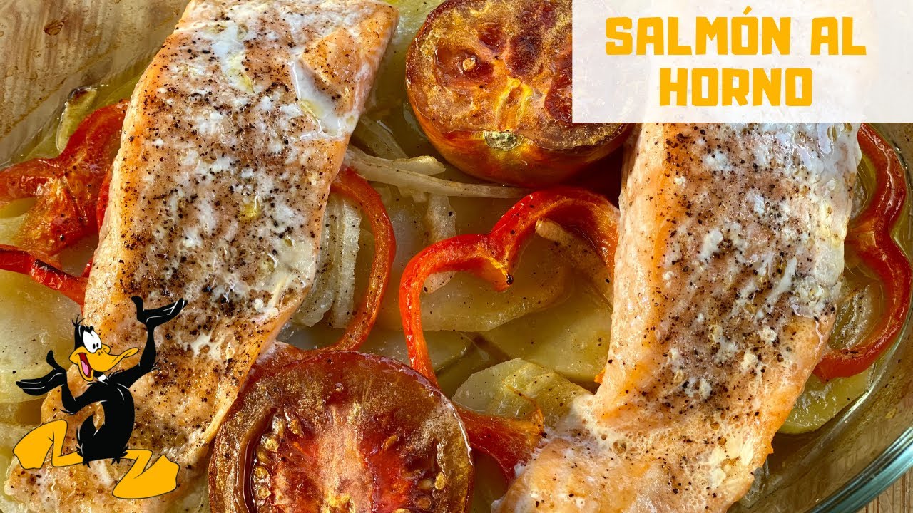 Salmón al Horno con Patatas y Verduras en Salsa 🥔 ¡MUY SANO!