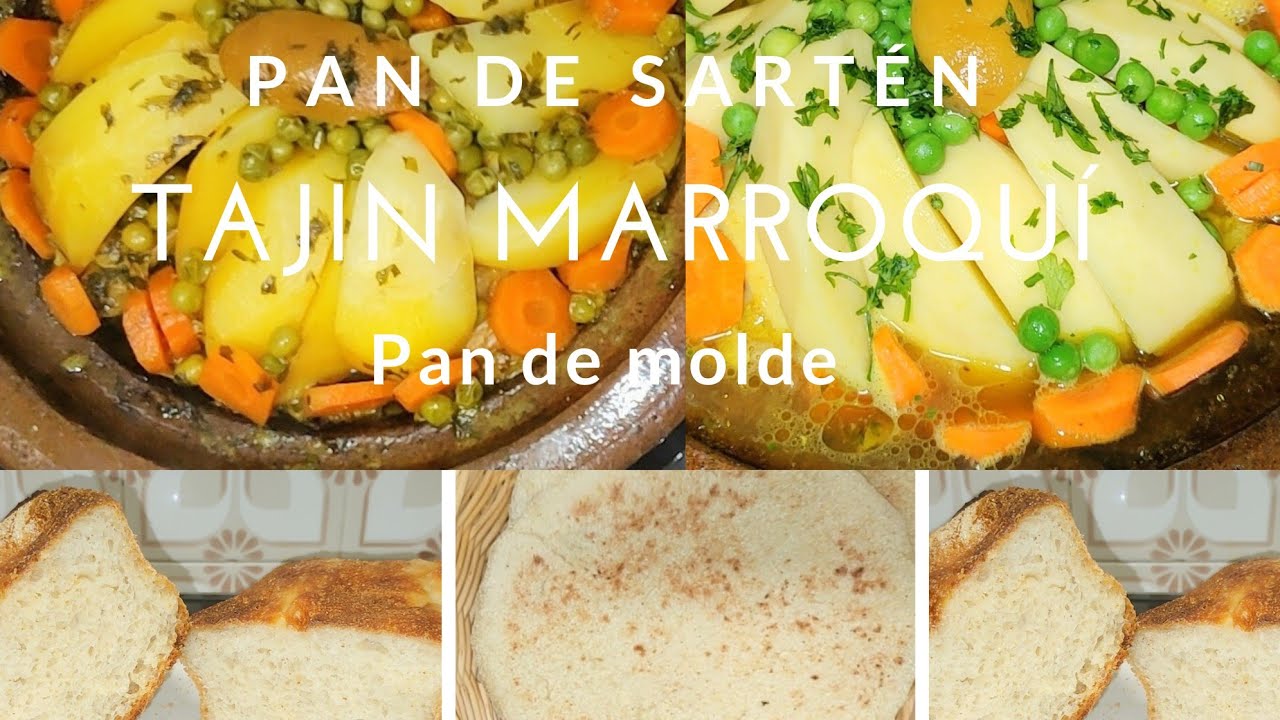tajin marroquí de pollo paso a paso con pan de sartén y otro de molde la misma masa/morrocan tajín🫓🍞