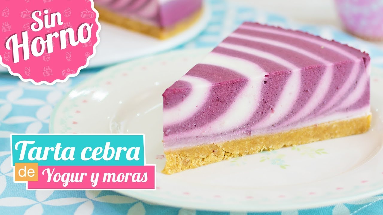 TARTA CEBRA DE YOGUR Y MORAS | Postre sin horno | Quiero Cupcakes!