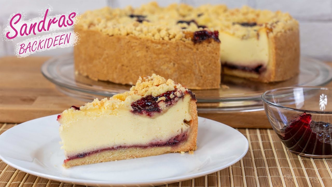 Tarta de queso con crumble y mermelada - receta deliciosa y fácil | Receta de tarta de queso